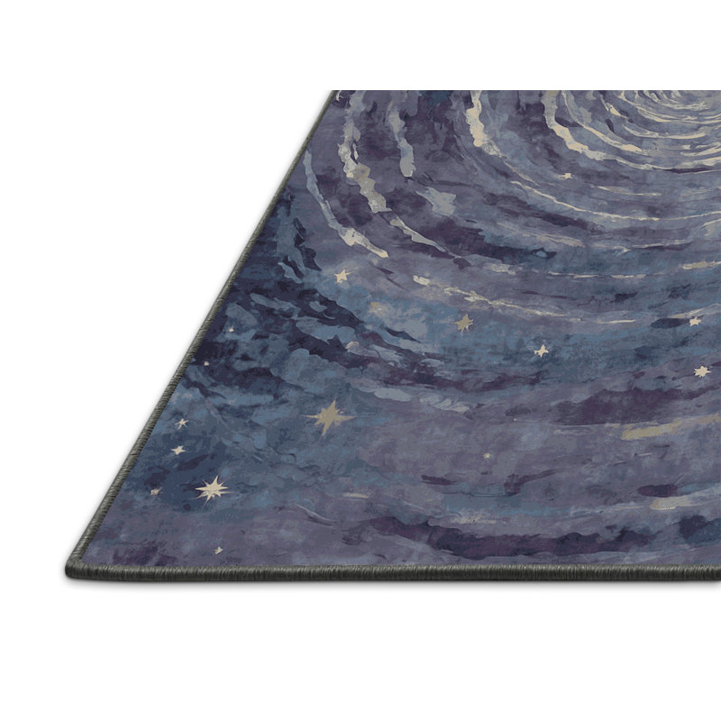 Tapis gris soyeux et moelleux, Rond 3 pi