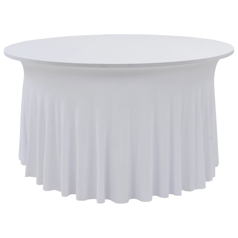Stretch Tablecloth with Skirt, White, 180" Round