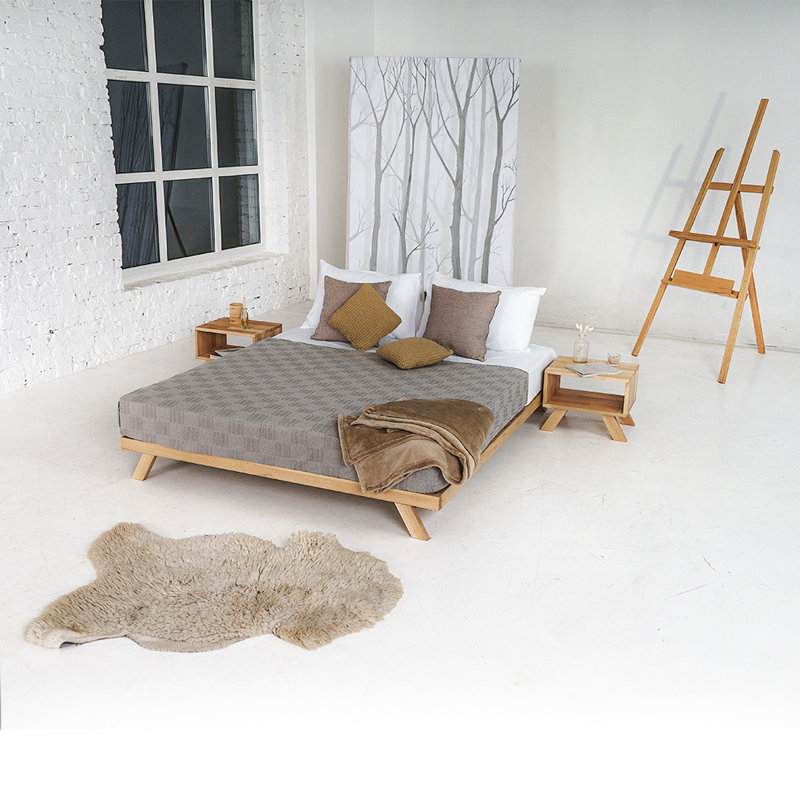 Donner Solid Wood Bed, Natural, European Double (140 x 200cm)