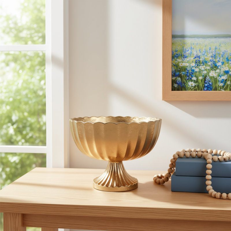 Abrams Handmade Metal Table Vase, 6.25" H x 8.5" W x 8.5" D