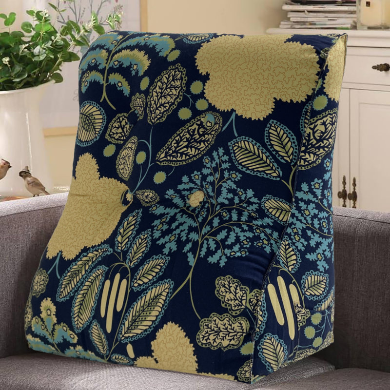 Triangular Backrest Cushion, Yellow/Blue Vine