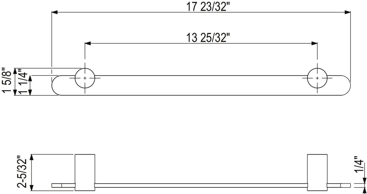 Eclissi Towel Bar, 1.62" H x 17.72" L x 2.16" D, Polished Chrome