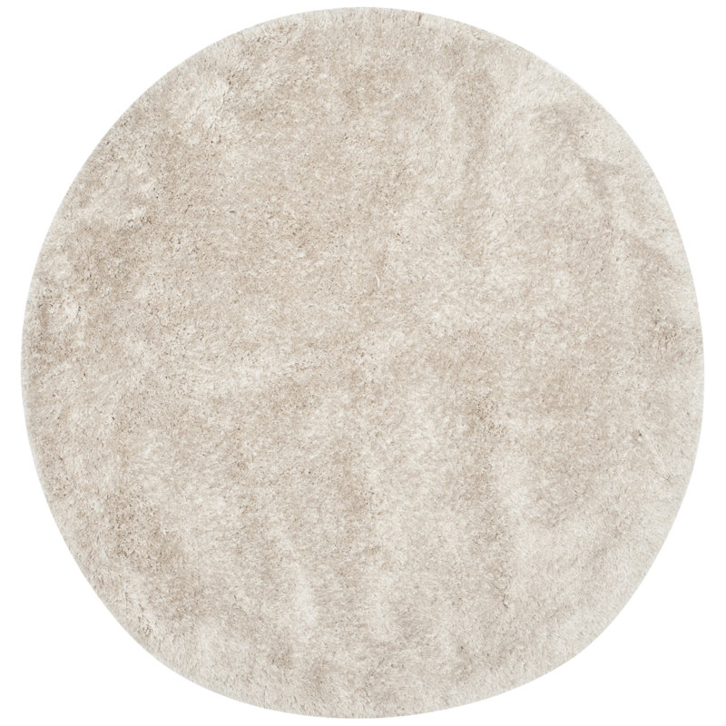 Delane Handmade Shag Champagne Area Rug, Round 8'