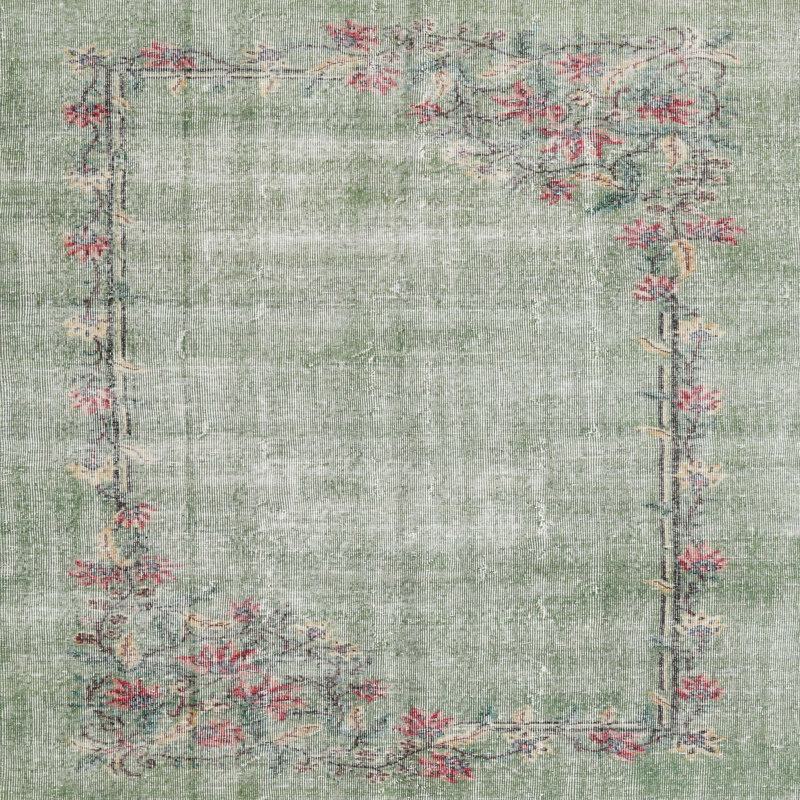 Tapis traditionnel rouge / vert clair Withamsville, Carré 8 pi