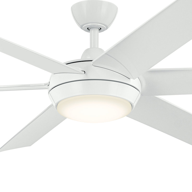 60 Inch Mint Ceiling Fan with Glass Diffuser, White with White Blades