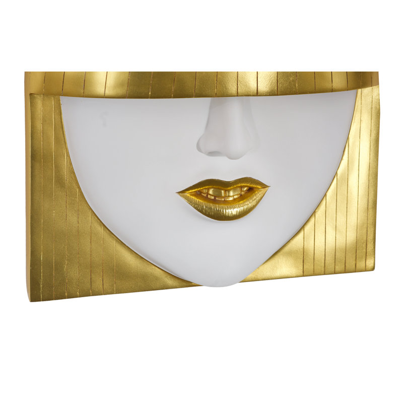 Fashion Faces Wall Décor, White/Gold Leaf