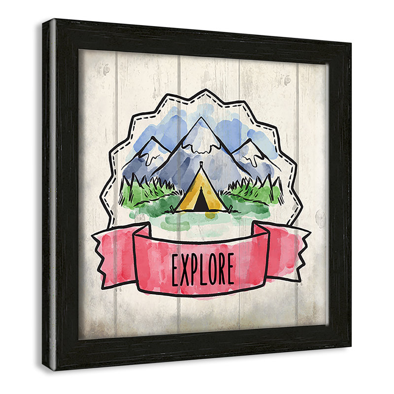 «Adventure is out There 2», art encadré, 8" H x 8" W x 1.18" D, Cadre boîte à grain de bois noir