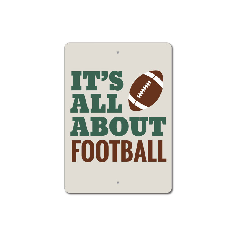 Plaque «All About Football» en aluminium, H 14 po x l 10 po x P 0,04 po