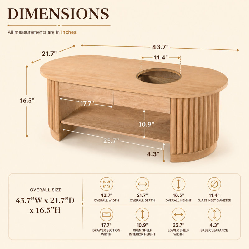 Table basse 43,7 po Caston, Naturel