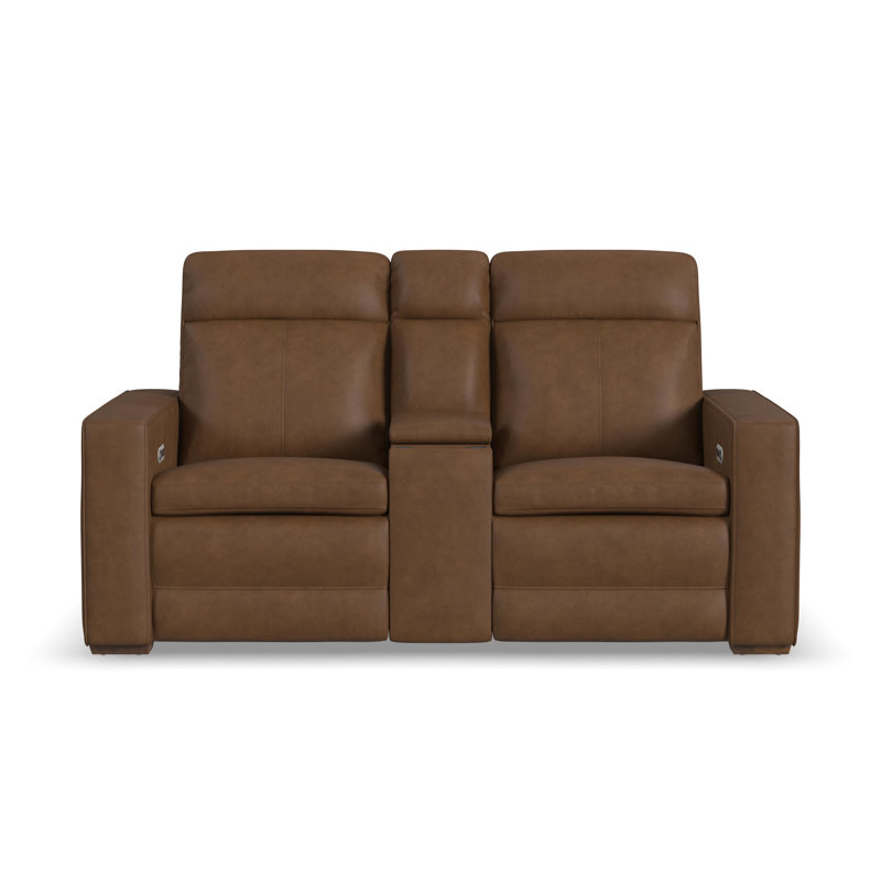 Causeuse inclinable électrique avec console Windsor, appuis-tête électriques, lombaire Windsor, Brun