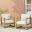 Ensemble de 2, fauteuil club d'extérieur en bois d'acacia, meubles de patio en bois, coussins épais et imperméables