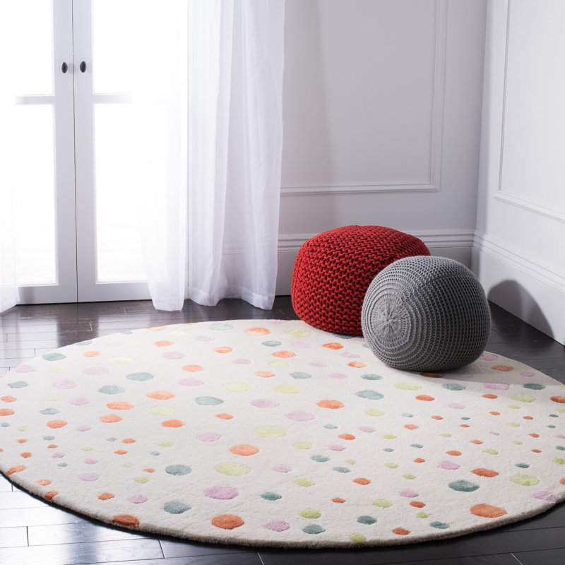 Tapis ivoire touffeté à la main Amier, Rond 6 pi