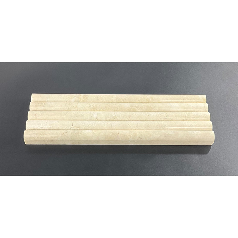 12" x 0.75" Polished Marble Pencil Liner Tile Trim in White Carrara, Calacatta Gold