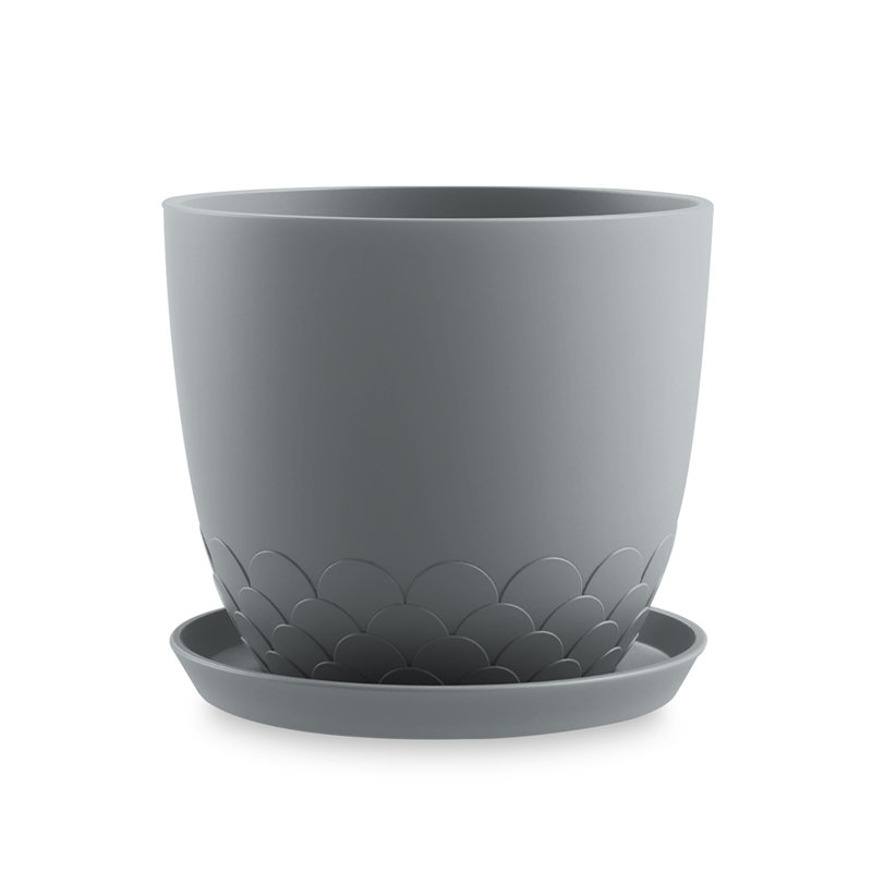 Emaly Pot Planter, Light Grey, 16 cm H x 15.1 cm W x 15.1 cm D
