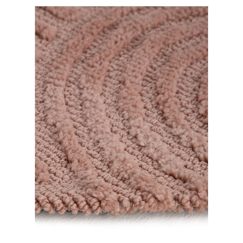 Handcrafted Microfibre Rug in Peach, Round 150cm