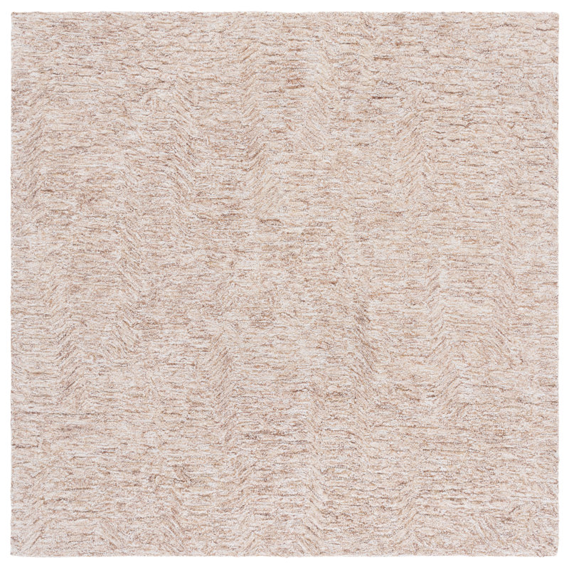 Wendelina Pine Hand Tufted Wool & Cotton Abstract Rug, Square 6'