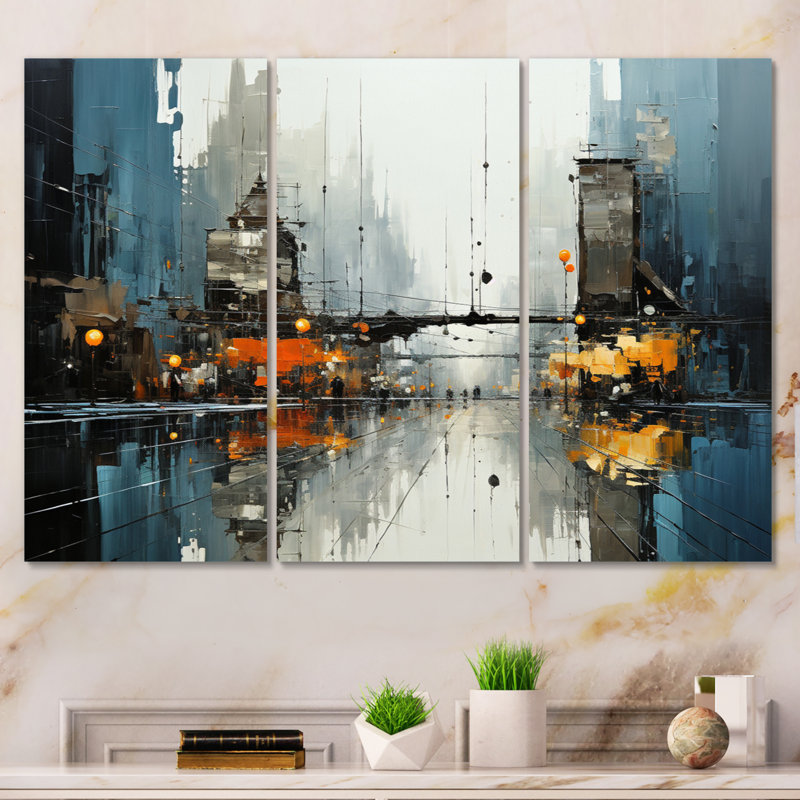 Urban Utopia I - Collages abstraits, art mural, H 28 po x l 36 po x P 1 po