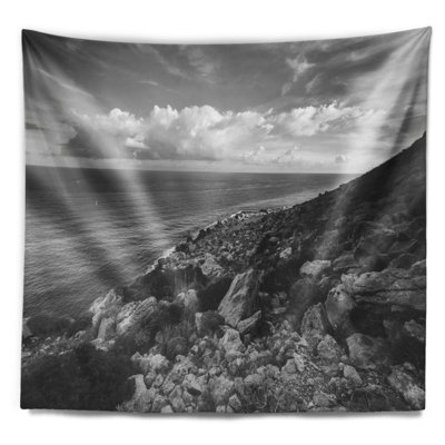 Tapisserie noire et blanche Sunrise Beach