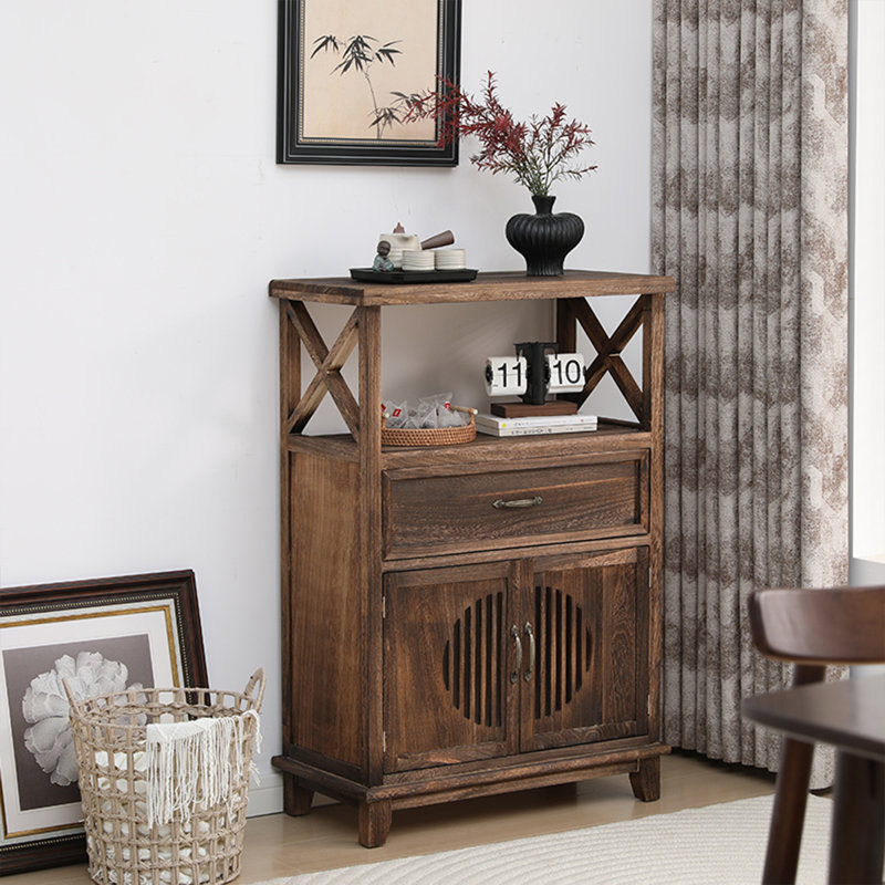 Console rectangulaire en bois massif noyer foncé, H 40,55 po x l 27,56 po x P 13,78 po, Noyer foncé, Noyer foncé, Noyer foncé