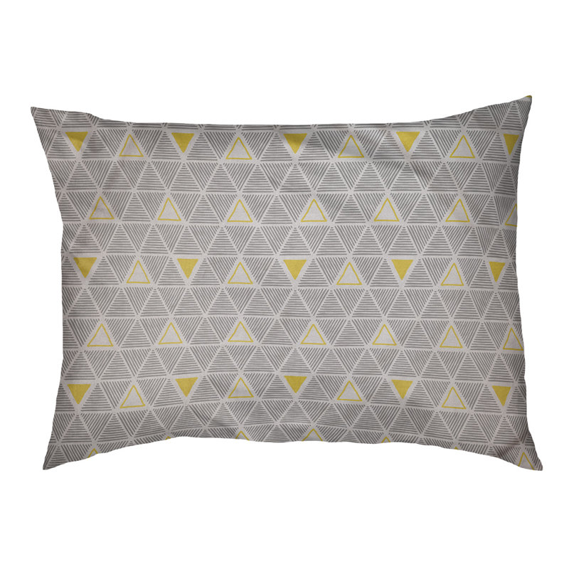 Chen Geometric Pet Bed, Medium (40" W x 6.5" D x 30" H), Yellow/Grey