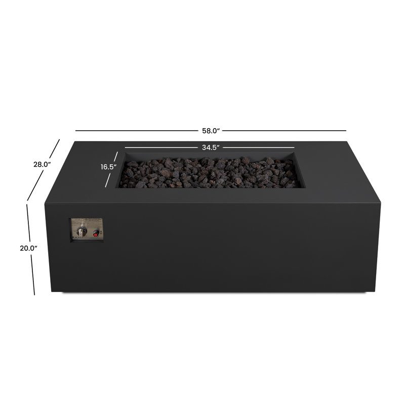 Coden Rectangle Metal Propane Fire Pit Table with Hidden Tank by Jensen Co., 20'' H x 72'' W x 28'' D, Charcoal Gray