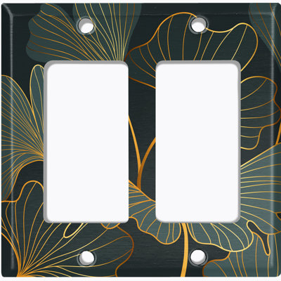 Green Lily Plant Leaves Paint Print 2 - Gang Toggle Light Switch Standard Wall Plate