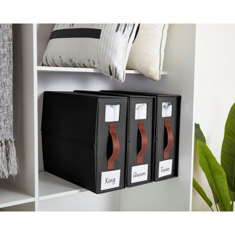 DECOMOMO Foldable Bed Sheet Organizers and Storage, Black