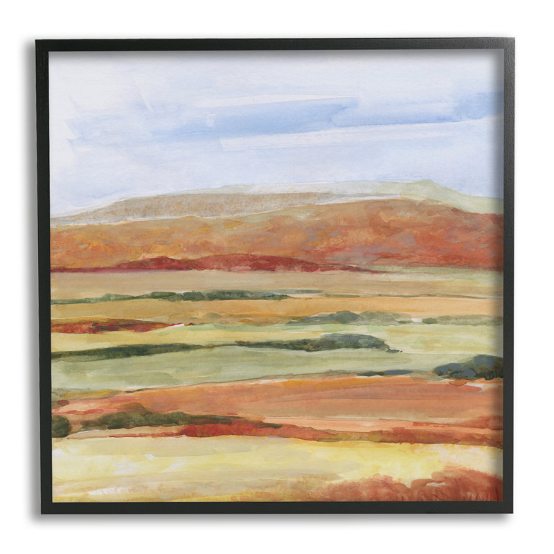 Paysage abstrait du désert par Sally Swatland, H 12 po x l 12 po x P 1,5 po, Giclée encadrée noir minuit
