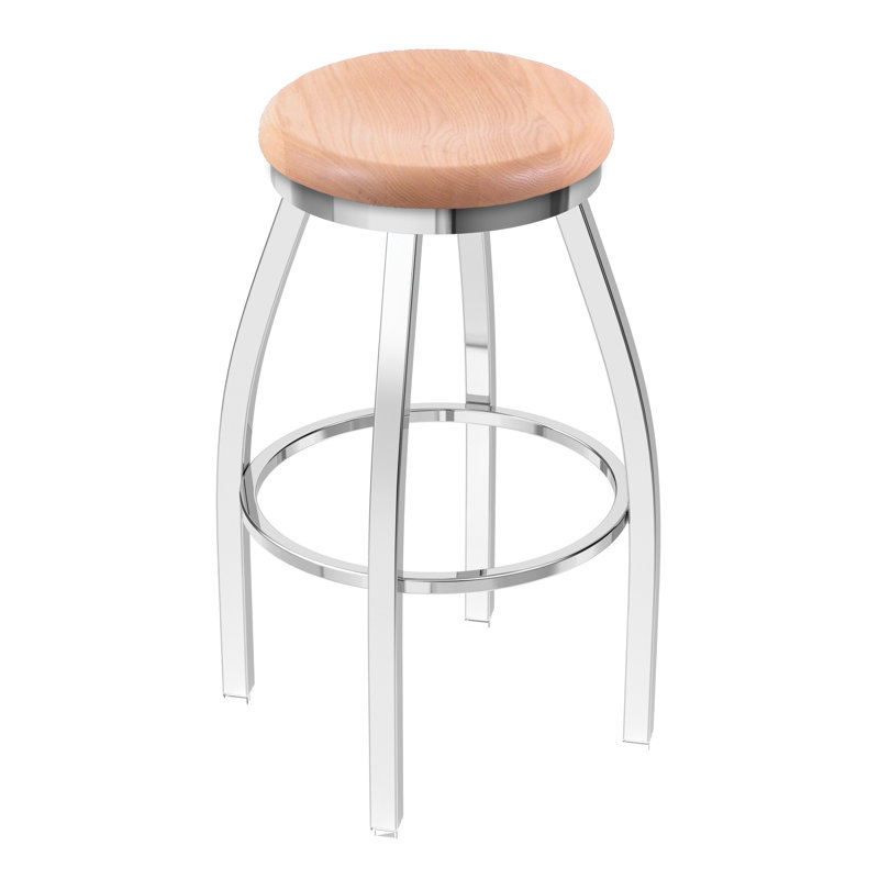 802 Misha Swivel Bar Stool, Natural Oak, Chrome, Extra Tall (36" Seat Height)