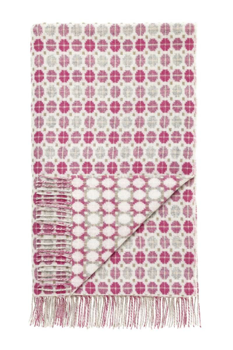 Merino Lambswool Throw/Blankets Hand Woven Blanket, Pink Abstract