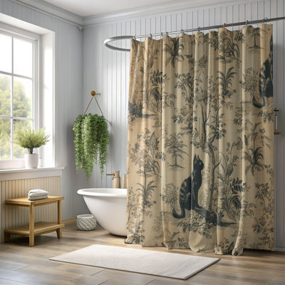 Elegant Cat Toile - 1 Piece Standard Shower Curtain