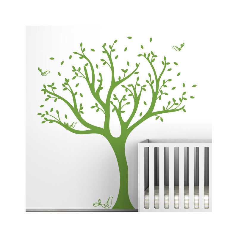 Décalcomanie murale arbre tweet, Vert lime