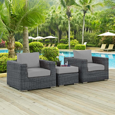 Modway Invite 3 Piece Outdoor Patio Sunbrella Sectional Set by Modway