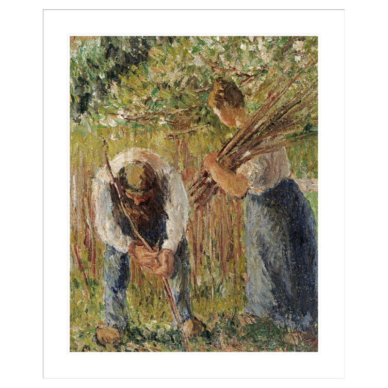 «Farm Labouring Planting Stakes» par Camille Pissarro, impression giclée sur cadre, H 40,55 po x l 33,5 po