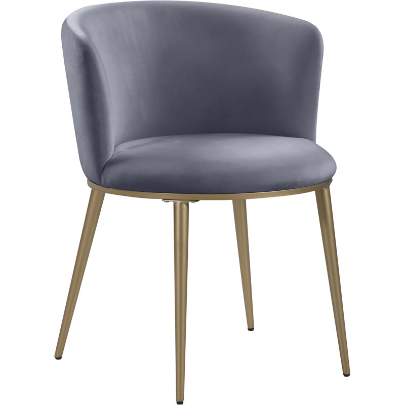 Chaise en velours Skylar, Or brossé, Velours gris