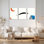 Abstrait, croissant de lune et plume, art mural sur toile, impression moderne minimaliste (ensemble de 3)