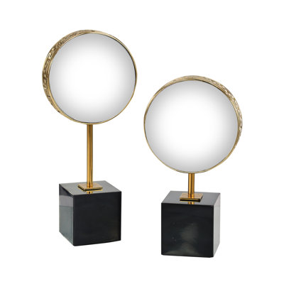 Hellenic Round Marble; Metal Mirror
