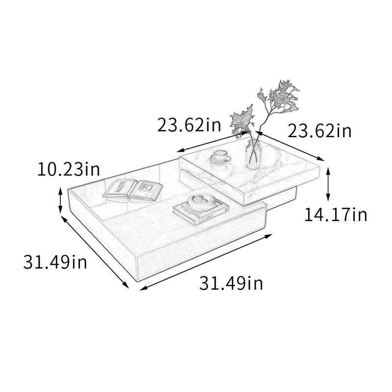 Ensemble de tables basses avec tiroir de rangement Minimalisme, Blanc / noir / gris clair