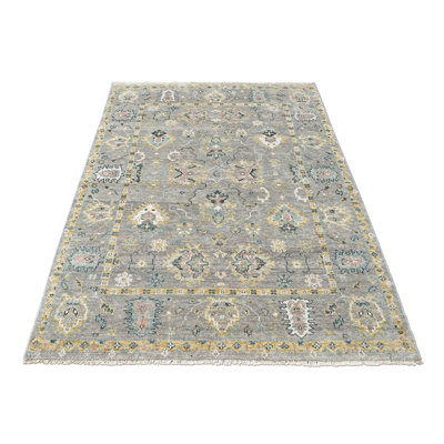 7'9''x9'9'' Hand Knotted Wool Gray Oushak Transitional Rug