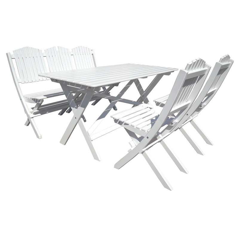 Sofian 4 - Person Solid Wood Patio Dining Set Rectangular Table