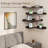 Floating Corner Shelves 4Sets, Rustic Pine Wooden L-Shaped for Wall Decor Storage
