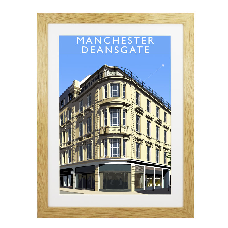 Manchester Deansgate by Richard O'Neil - Print, Oak Wood Frame, 43.5 cm H x 33.5 cm W x 2.2 cm D