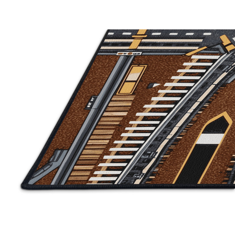 Tapis de transport noir lavable à la machine, Rond 7 pi