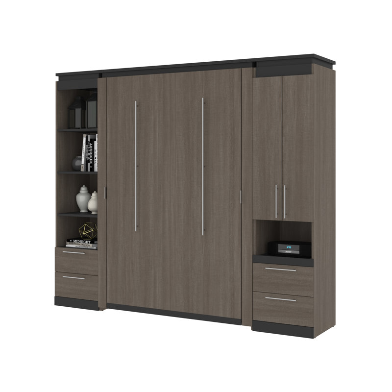 Lit escamotable avec rangement Camalla, Écorce gris