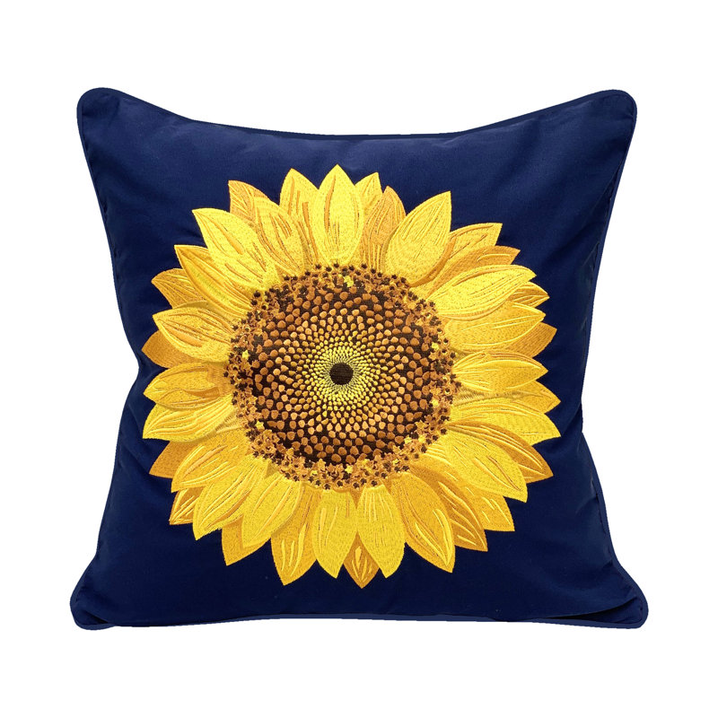 Embroidered Outdoor Throw Pillow