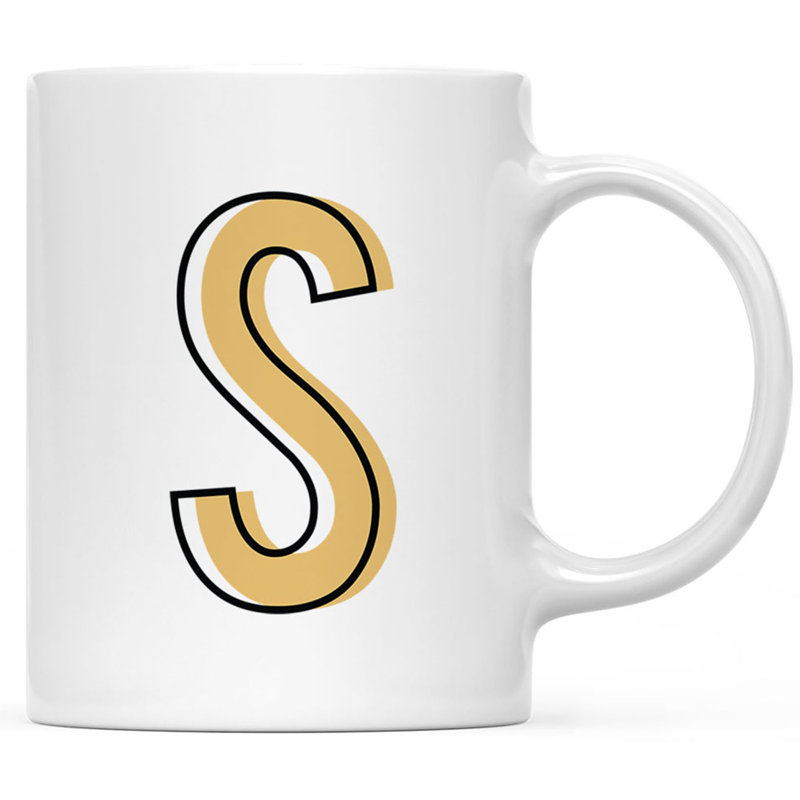 Custom Monogram Initial Coffee Mug Gift Letters A-Z, Color Block Custom 11Oz Ceramic Coffee Mug, 1-Pk, Yes