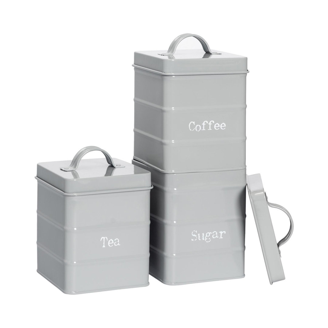 Harbour Housewares - Vintage Metal Kitchen Tea Coffee Sugar Canisters