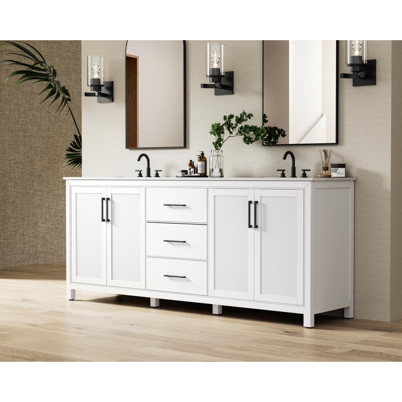 Meuble-lavabo double 84 po, Blanc