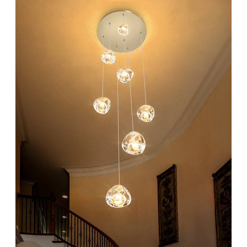 Lustre 7 lumières en cristal Glam Pendants, Chrome