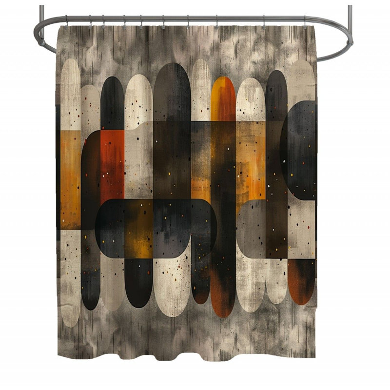 Abstract Shapes Artwork Abstract Shower Curtain, 83"H x 70"W